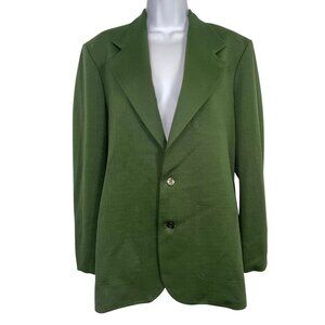 Vintage 70s Mens M Blazer Green Sport Coat Single Vent Polyester